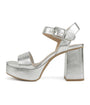 Silver Leatherette Platform Heels