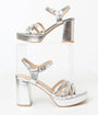 Silver Metallic Leatherette Heels