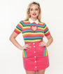 Smak Parlour 1950s Rainbow Stripe Heart Sweater