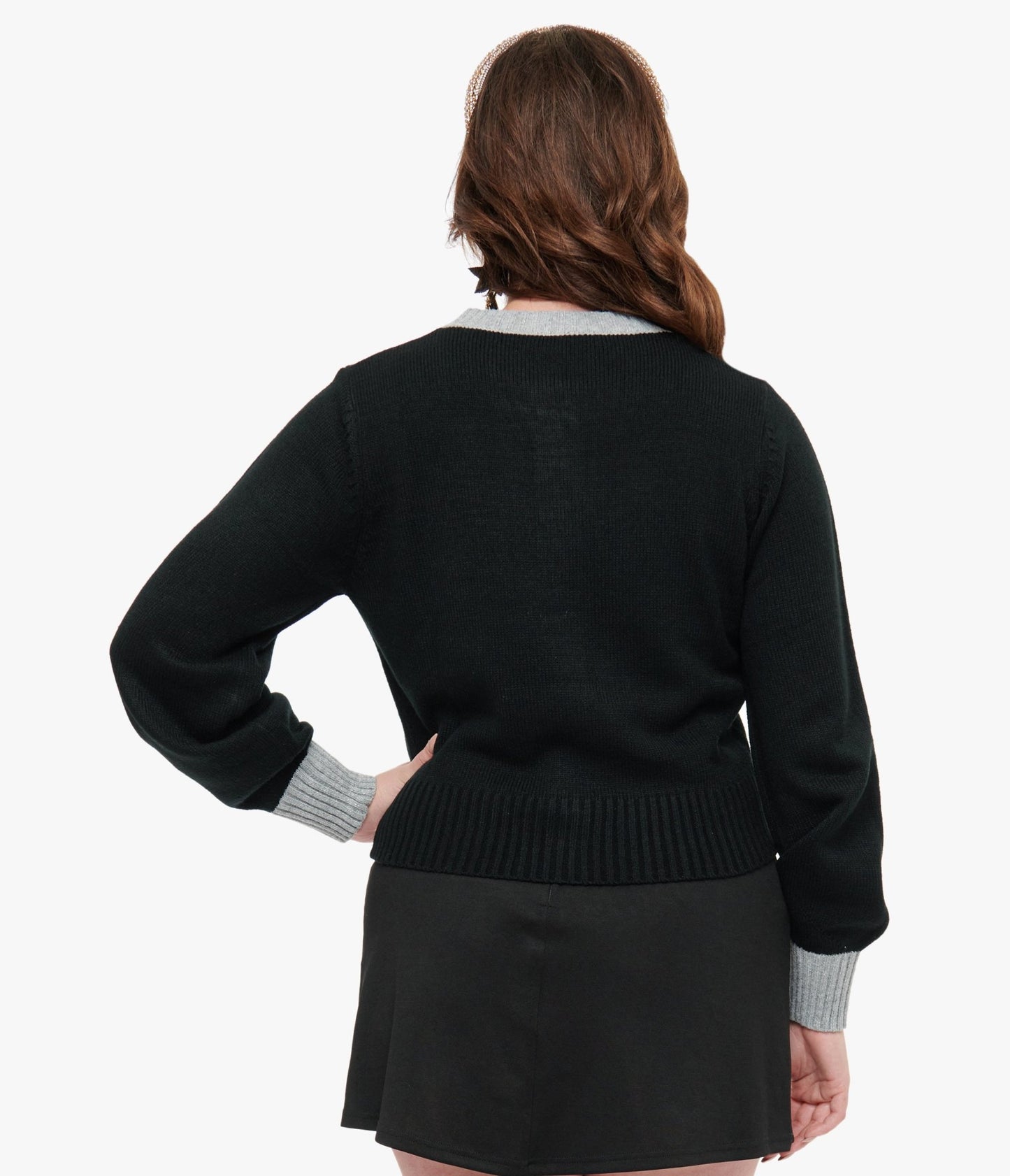 Smak Parlour 1960s Black & Silver Celestial Embroidered Cropped Cardigan - Unique Vintage - Womens, TOPS, SWEATERS