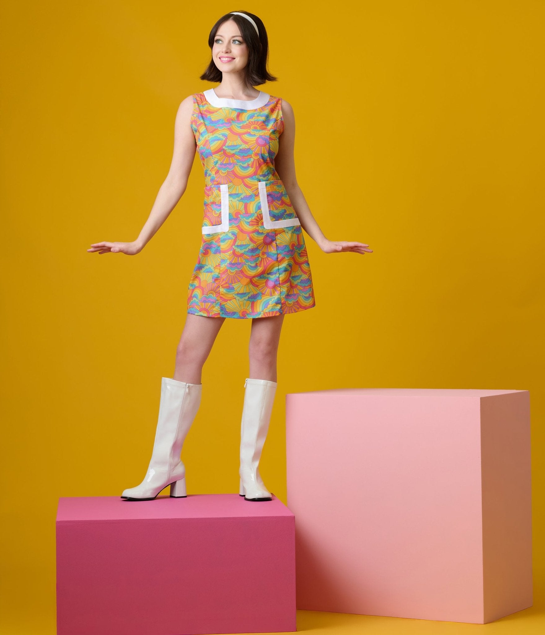 Smak Parlour 1960s Happy Groovy Rainbows Mod Shift Dress - Unique Vintage - Womens, DRESSES, SHIFTS