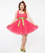 Smak Parlour 1960s Hot Pink Empire Waist Mini Dress