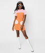 Smak Parlour 1960s Orange & Pink Flower Pocket Shift Dress