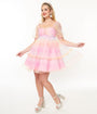Smak Parlour 1960s Pink Rainbow Polka Dot Babydoll Dress