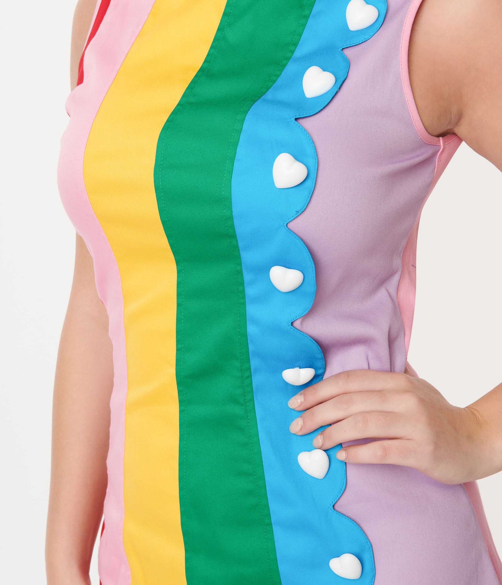 Smak Parlour 1960s Rainbow Stripe Scallop Mini Dress - Unique Vintage - Womens, DRESSES, SHIFTS
