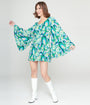Smak Parlour 1960s Teal Floral Psychedelic Downtown Scene Mini Dress