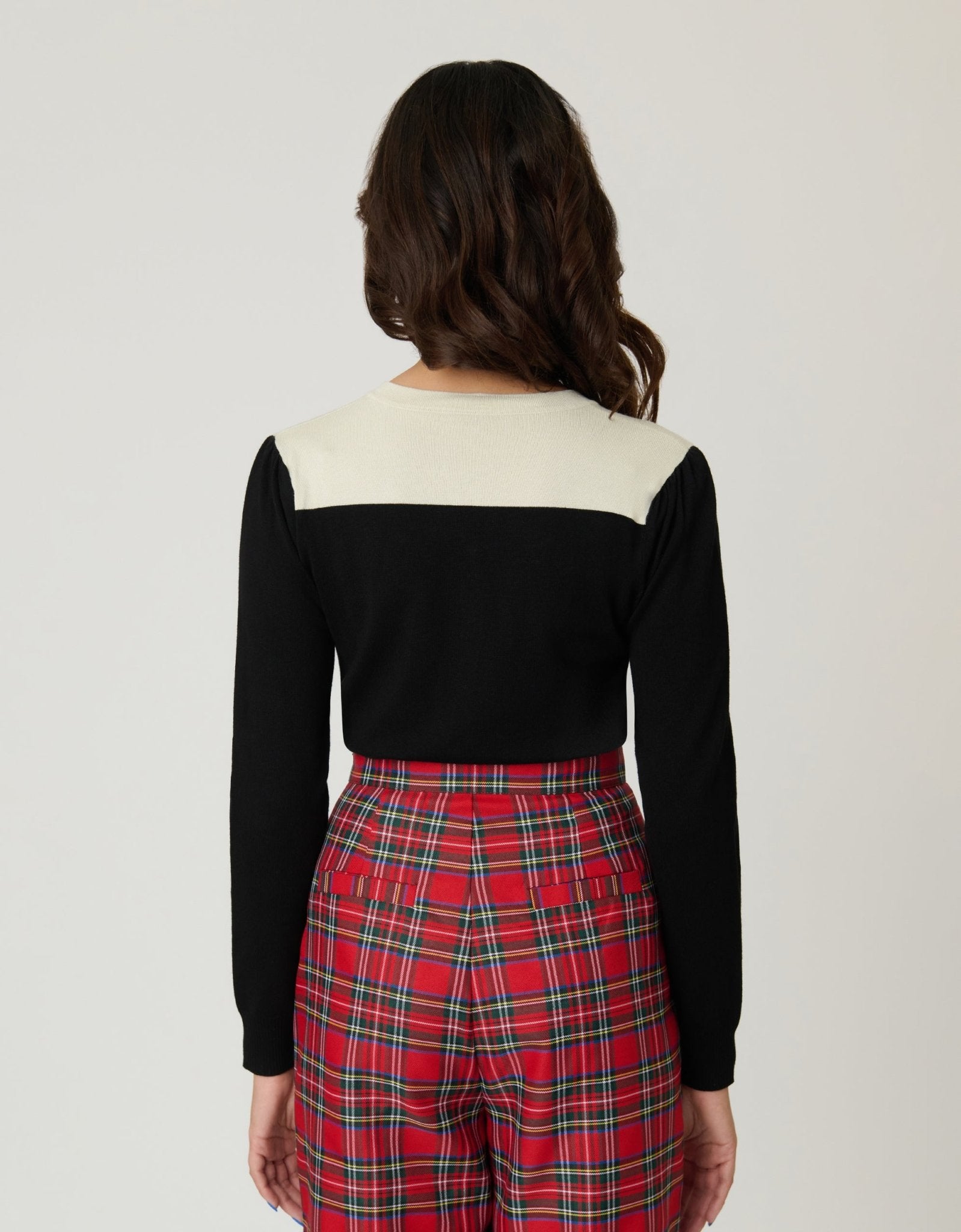 Smak Parlour Black & Ivory Holly Embroidered Cardigan - Unique Vintage - Womens, TOPS, SWEATERS