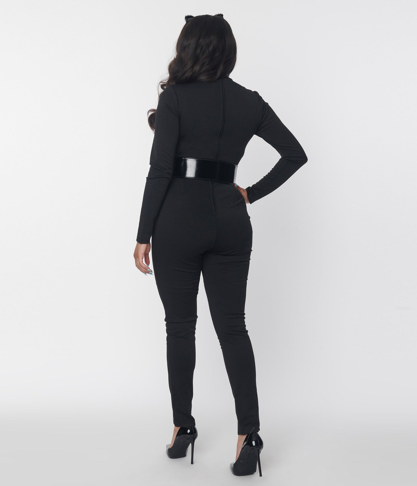 Smak Parlour Black Mock Neck Long Sleeve Jumpsuit - Unique Vintage - Womens, BOTTOMS, ROMPERS AND JUMPSUITS