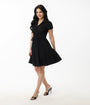 Smak Parlour Black Textured Cotton Fit & Flare Dress