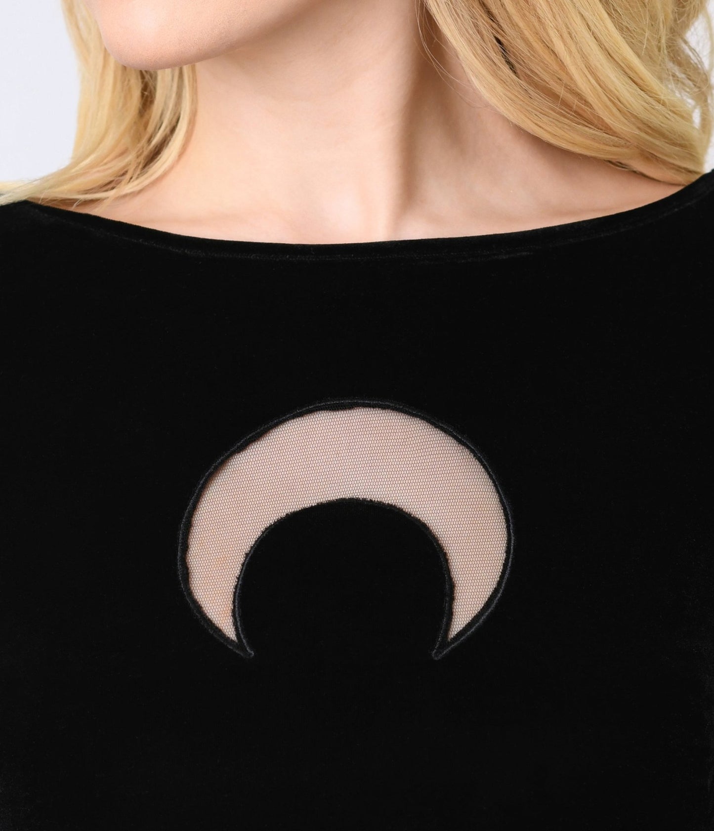 Smak Parlour Black Velvet Moon Cutout Downtown Scene Mini Dress - Unique Vintage - Womens, DRESSES, FIT AND FLARE