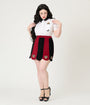 Smak Parlour Burgundy & Black Stripe Spooky Cat Corduroy Mini Skirt