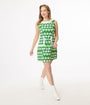 Smak Parlour Green Geometric Daisies Mod Shift Dress