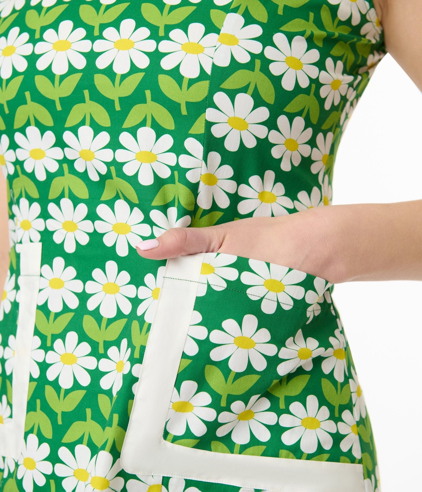 Smak Parlour Green Geometric Daisies Mod Shift Dress - Unique Vintage - Womens, DRESSES, SHIFTS