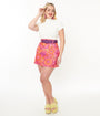 Smak Parlour Hot Pink Mod Floral Easy Does It Mini Skirt