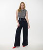 Smak Parlour Navy & Silver Button Wide Leg Sailor Pants