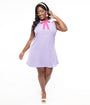 Smak Parlour Plus Size 1960s Lavender & Pink Bow Shift Dress