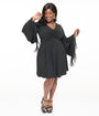 Smak Parlour Plus Size Black Fringe Bell Sleeve Fit & Flare Dress