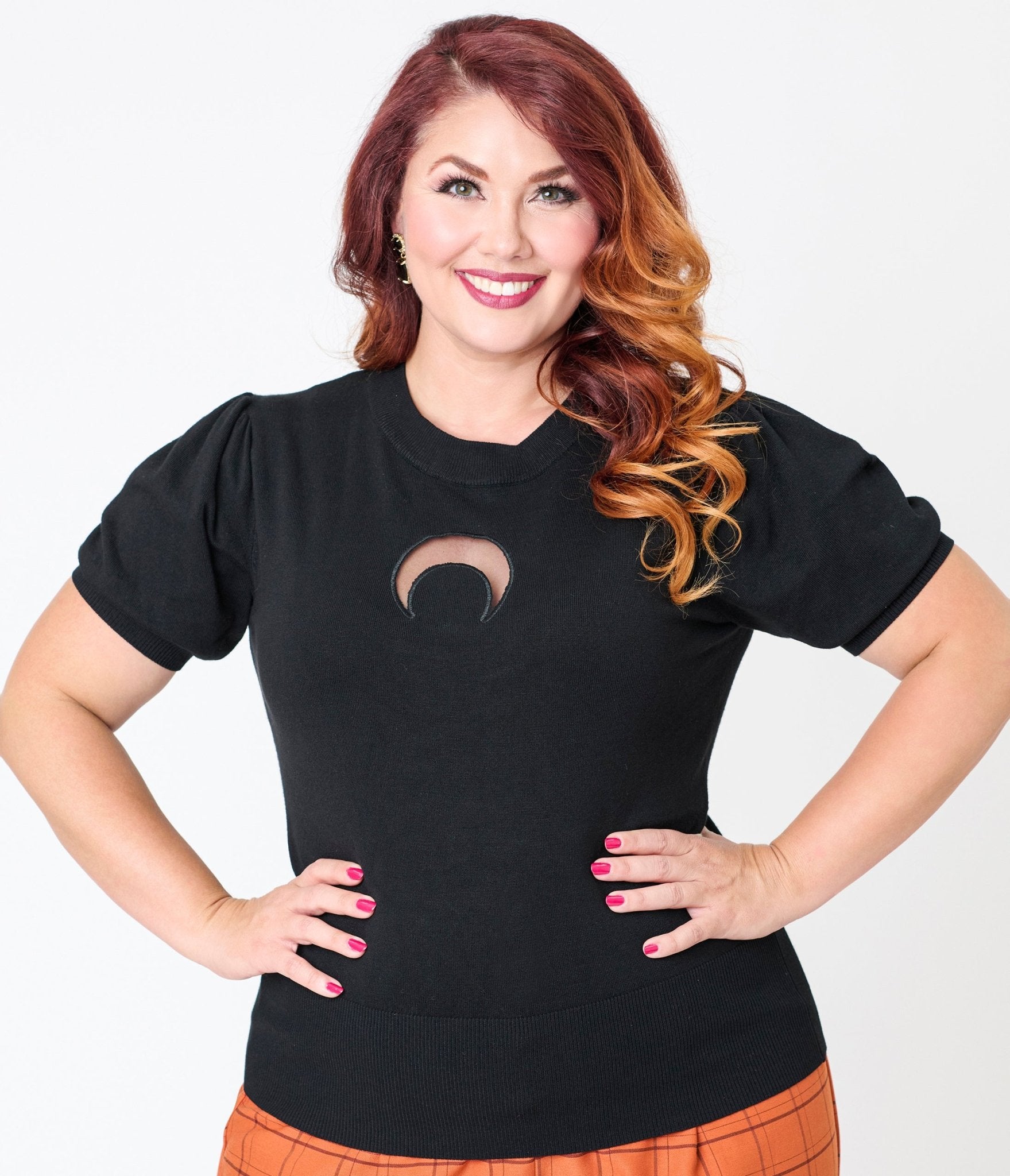 Smak Parlour Plus Size Black Moon Cutout Sweater - Unique Vintage - Womens, TOPS, SWEATERS