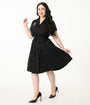 Smak Parlour Plus Size Black Scaredy Cat Cotton Fit & Flare Dress