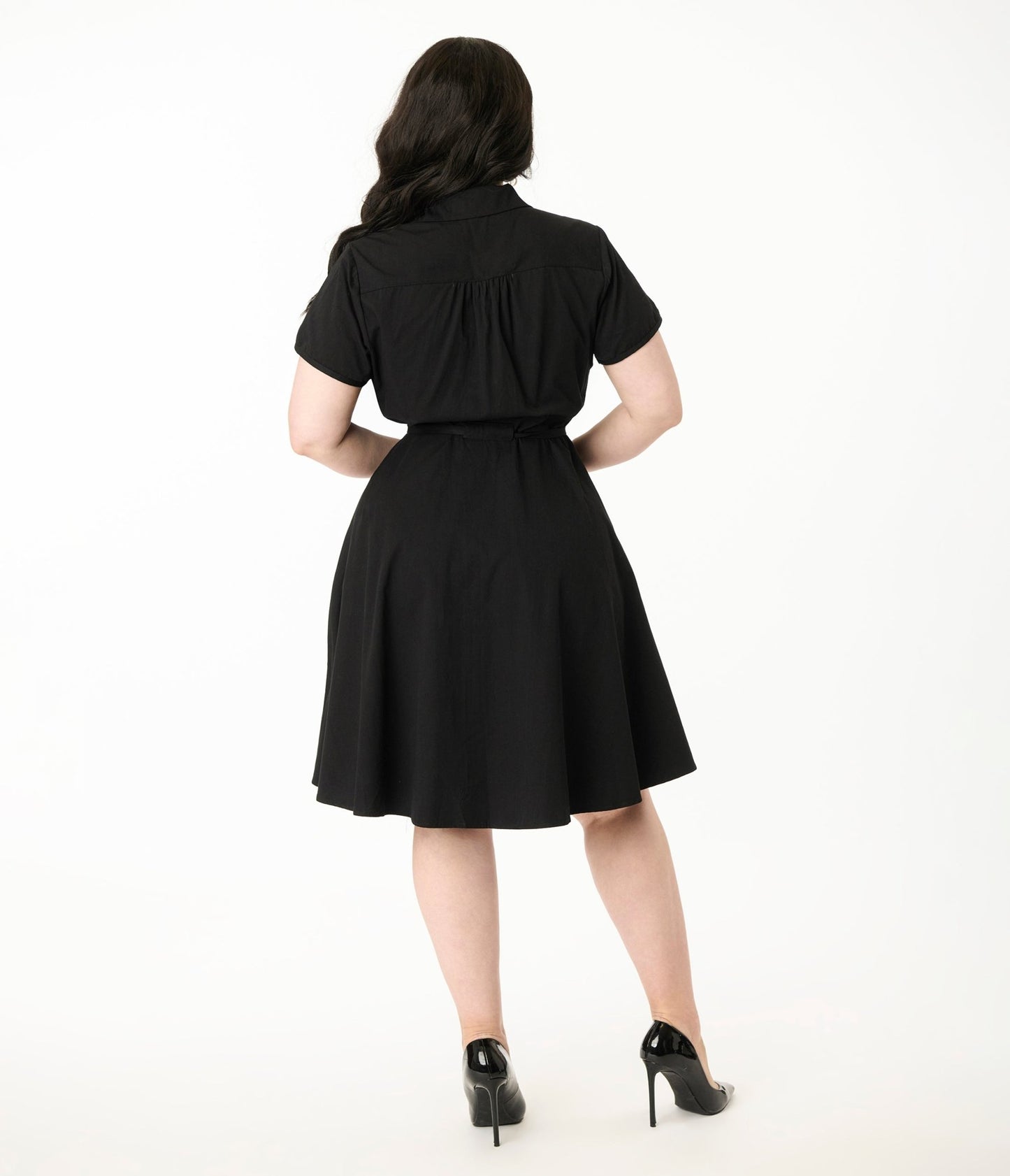 Smak Parlour Plus Size Black Scaredy Cat Cotton Fit & Flare Dress - Unique Vintage - Womens, DRESSES, FIT AND FLARE