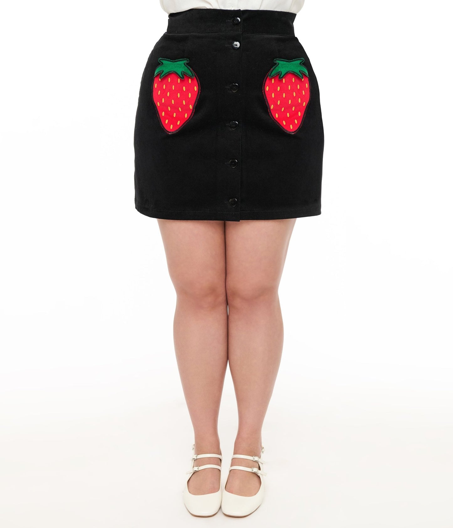 Smak Parlour Plus Size Black & Strawberry Pocket Match Game Mini Skirt - Unique Vintage - Womens, BOTTOMS, SKIRTS