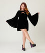 Smak Parlour Plus Size Black Velvet Moon Cutout Downtown Scene Mini Dress