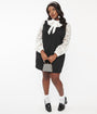 Smak Parlour Plus Size Black & White Floral Bow Neck Shift Dress