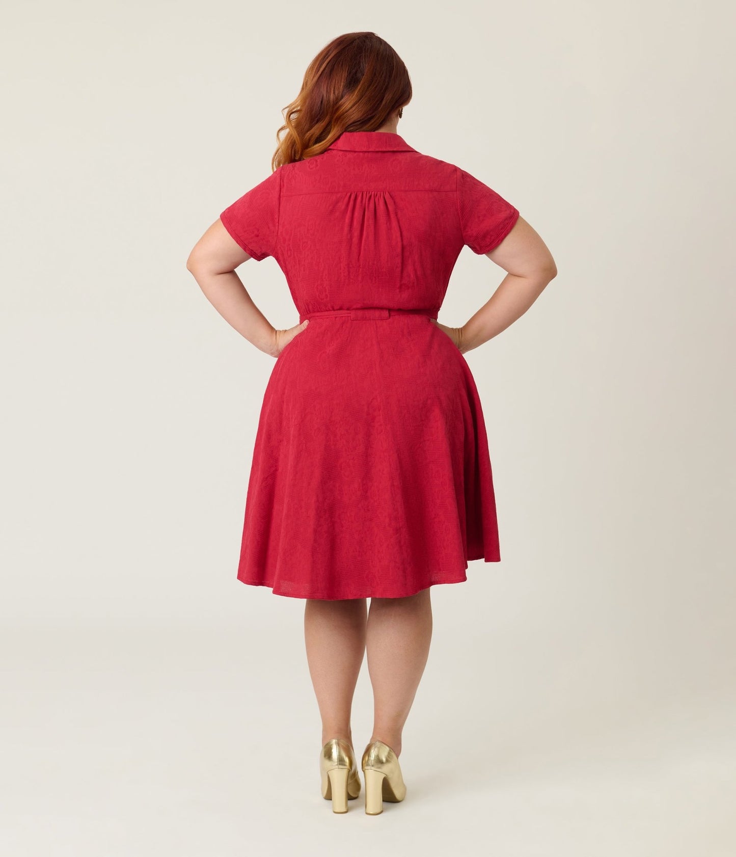 Smak Parlour Plus Size Burgundy Reindeer Cotton Fit & Flare Dress - Unique Vintage - Womens, DRESSES, FIT AND FLARE