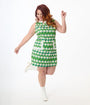 Smak Parlour Plus Size Green Geometric Daisies Mod Shift Dress