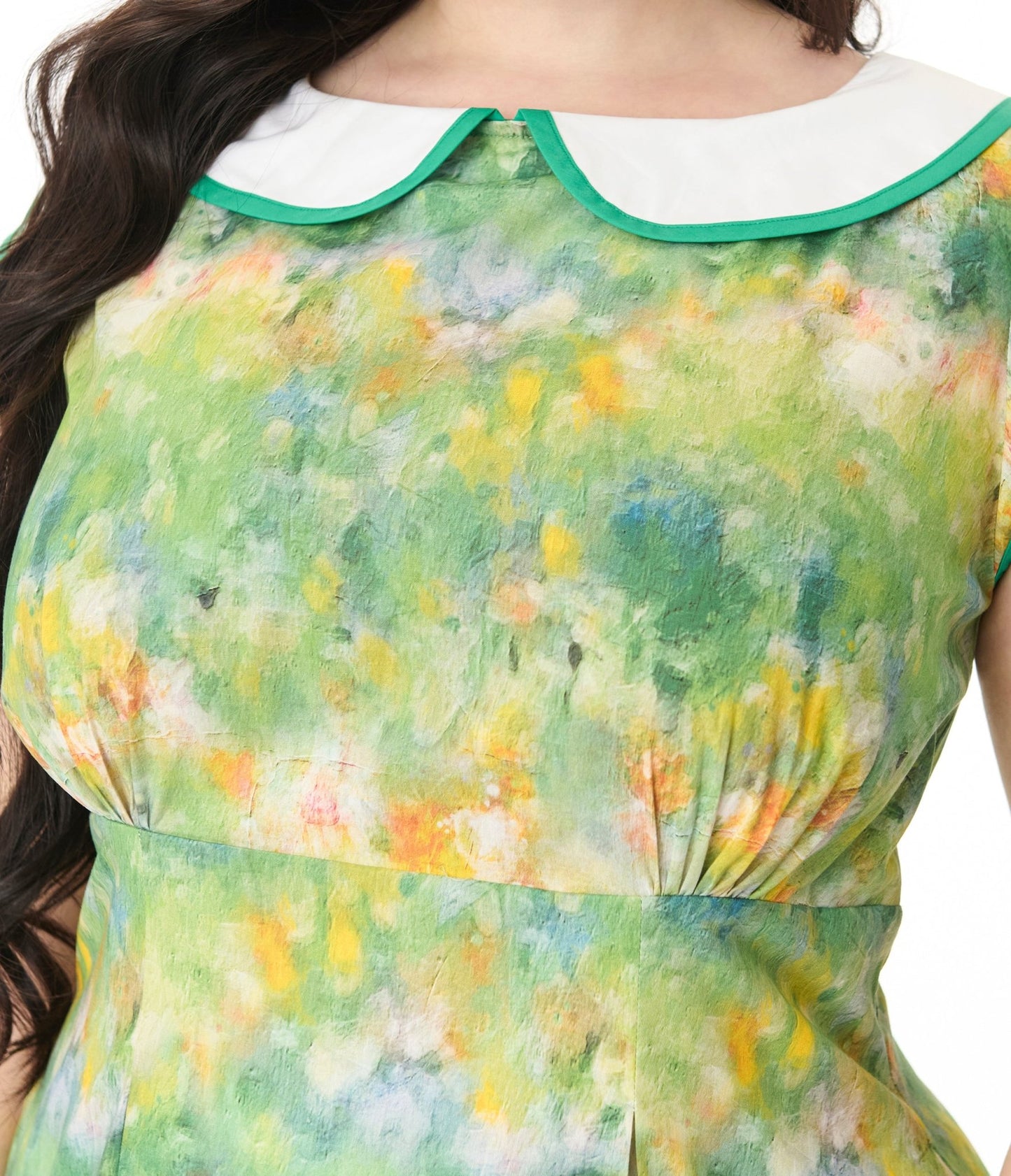 Smak Parlour Plus Size Green Painted Garden Fit & Flare Dress - Unique Vintage - Womens, DRESSES, FIT AND FLARE
