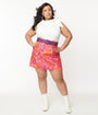 Smak Parlour Plus Size Hot Pink Mod Floral Easy Does It Mini Skirt
