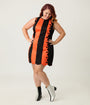 Smak Parlour Plus Size Orange & Black Stripe Scallop Mini Dress