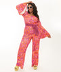 Smak Parlour Plus Size Pink Mod Floral Bell Sleeve Jumpsuit