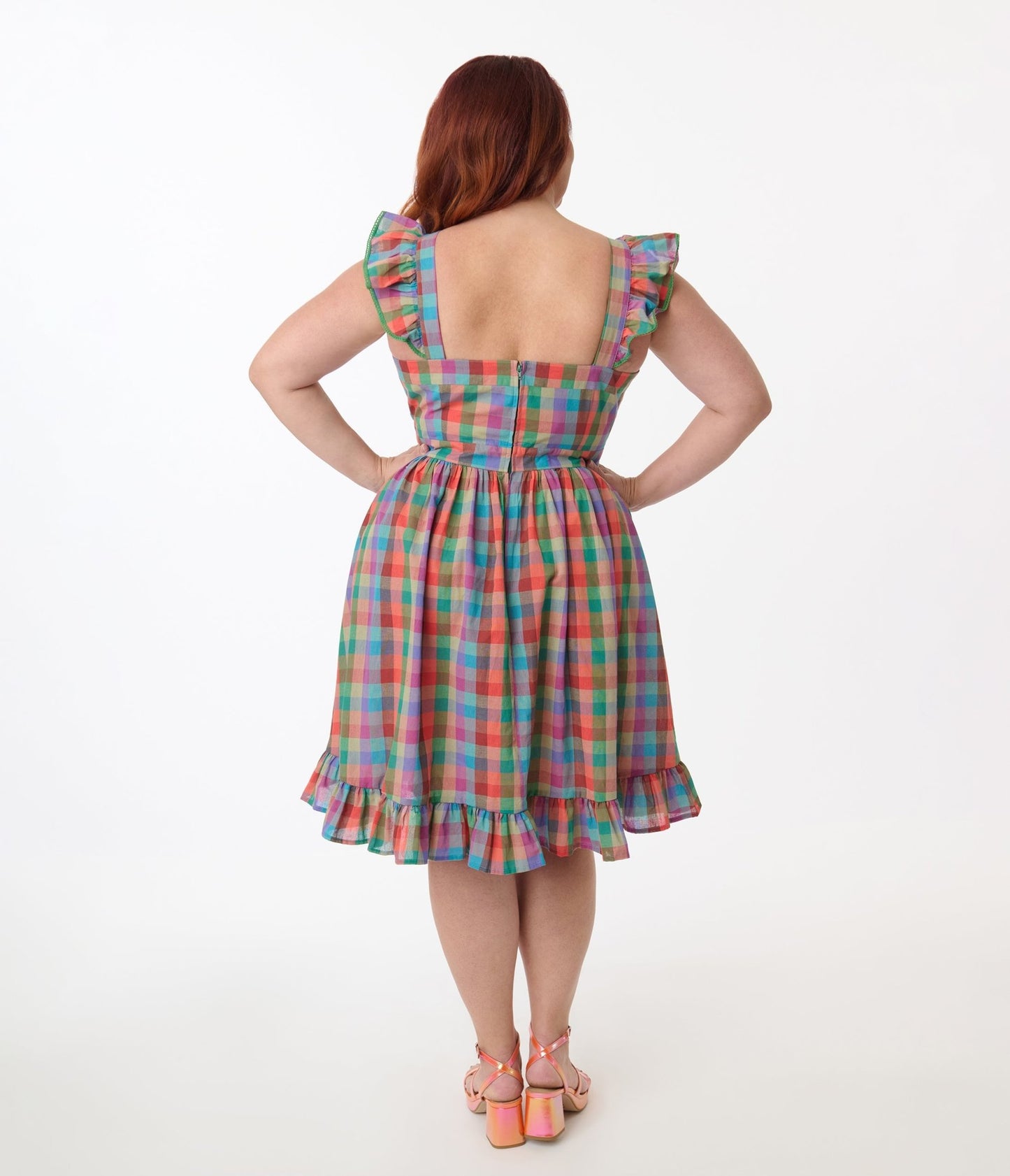 Smak Parlour Plus Size Rainbow Plaid Corset Fit & Flare Dress - Unique Vintage - Womens, DRESSES, FIT AND FLARE
