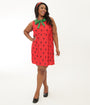 Smak Parlour Plus Size Red & Green Strawberry Shift Dress