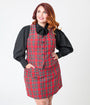 Smak Parlour Plus Size Red Plaid Scoop Neck Vest