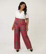 Smak Parlour Plus Size Red Plaid Wide Leg Sailor Pants