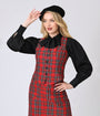 Smak Parlour Red Plaid Scoop Neck Vest