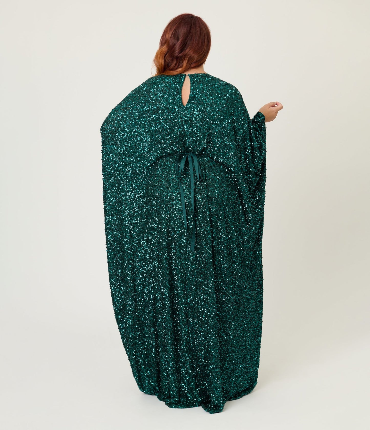 Smak Parlour Teal Sequin Batwing Caftan - Unique Vintage - Womens, DRESSES, CAFTAN