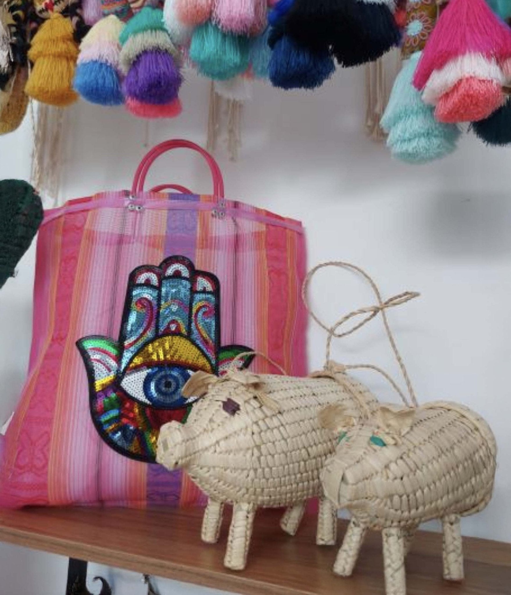 Straw Piggy Shoulder Bag - Unique Vintage - Womens, ACCESSORIES, HANDBAGS