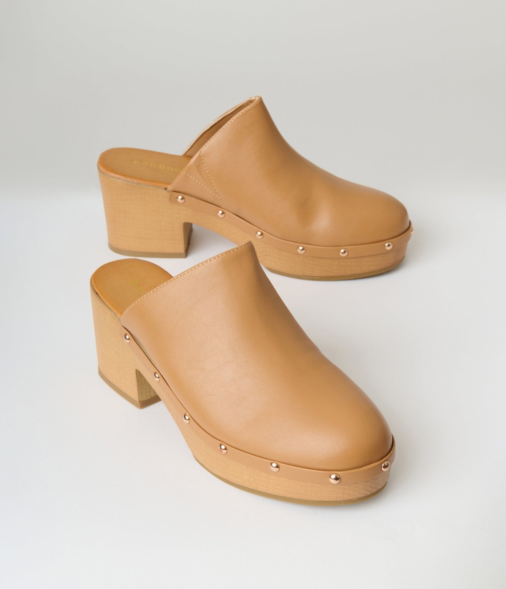 Tan Clog Heels - Unique Vintage - Womens, SHOES, HEELS