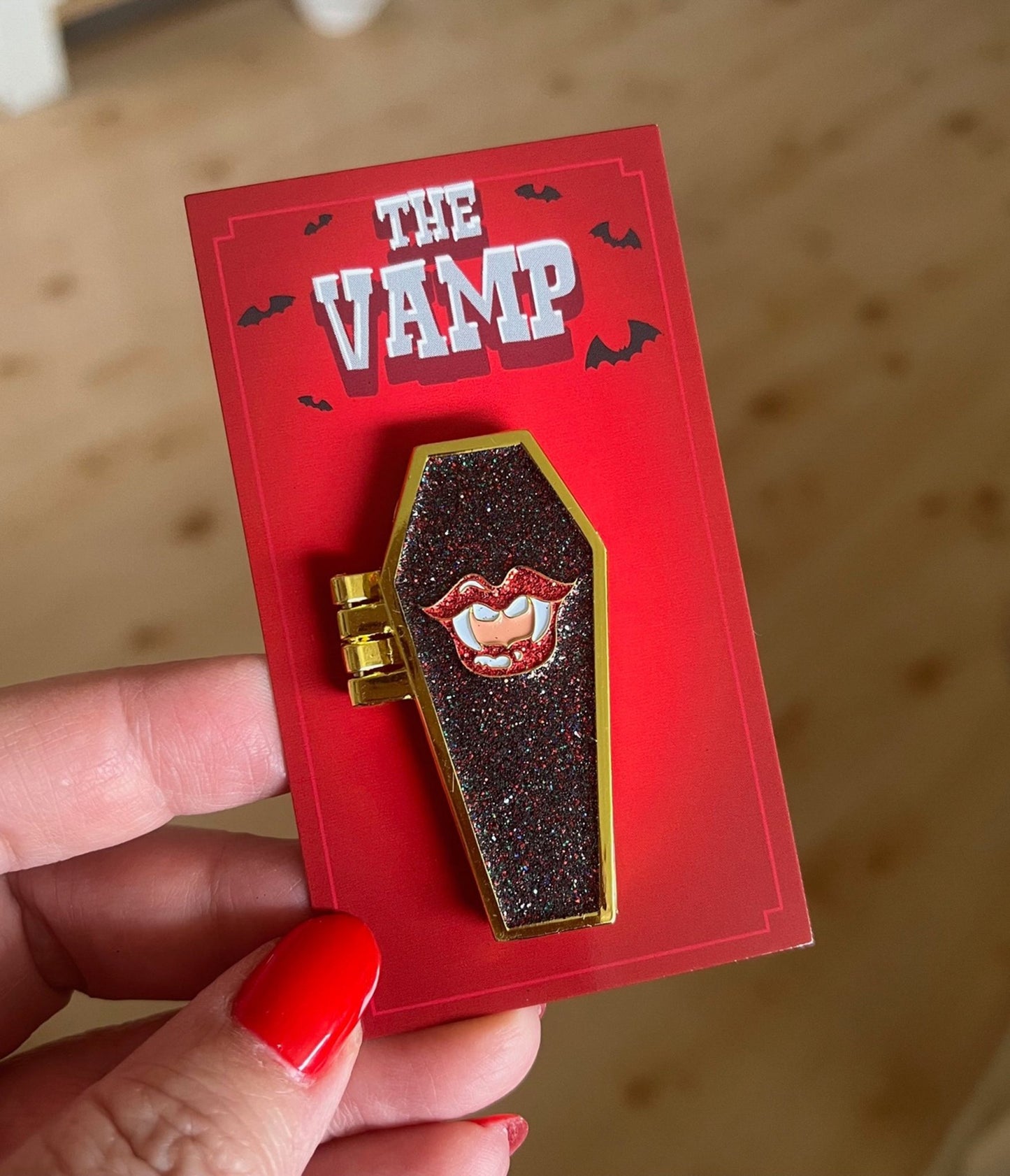 The Vamp Coffin Enamel Pin - Unique Vintage - Womens, ACCESSORIES, JEWELRY
