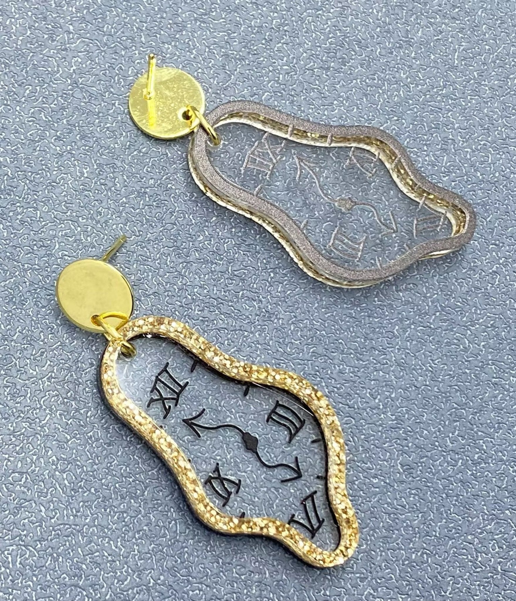 Time Flies Geometric Clock Earrings - Unique Vintage - Womens, ACCESSORIES, JEWELRY