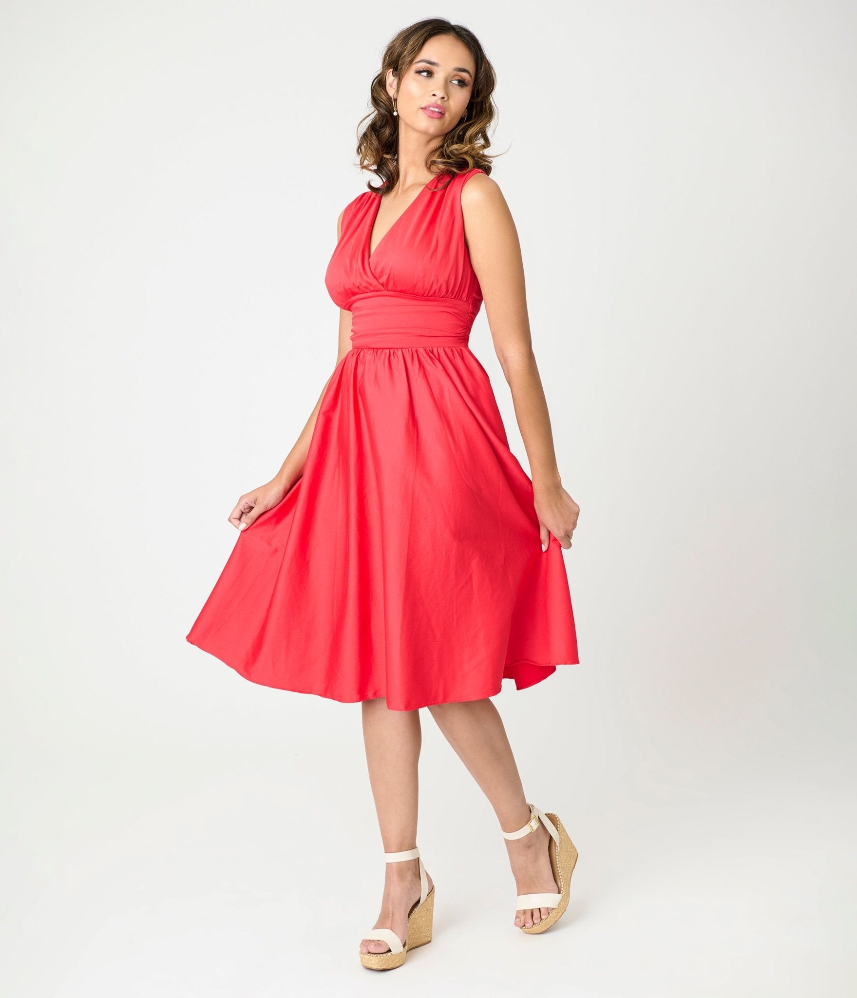 Timeless London Red Candace Swing Dress - Unique Vintage - Womens, DRESSES, SWING