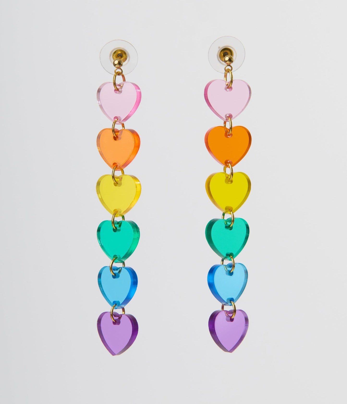 Translucent Rainbow Heart Earrings - Unique Vintage - Womens, ACCESSORIES, JEWELRY