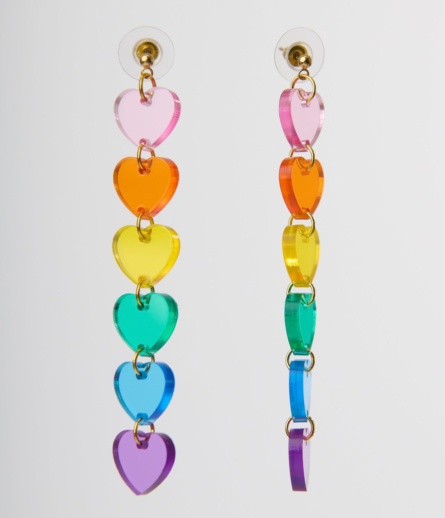 Translucent Rainbow Heart Earrings - Unique Vintage - Womens, ACCESSORIES, JEWELRY