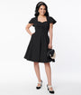 Unique Vintage 1950s Black Capelet Swing Dress