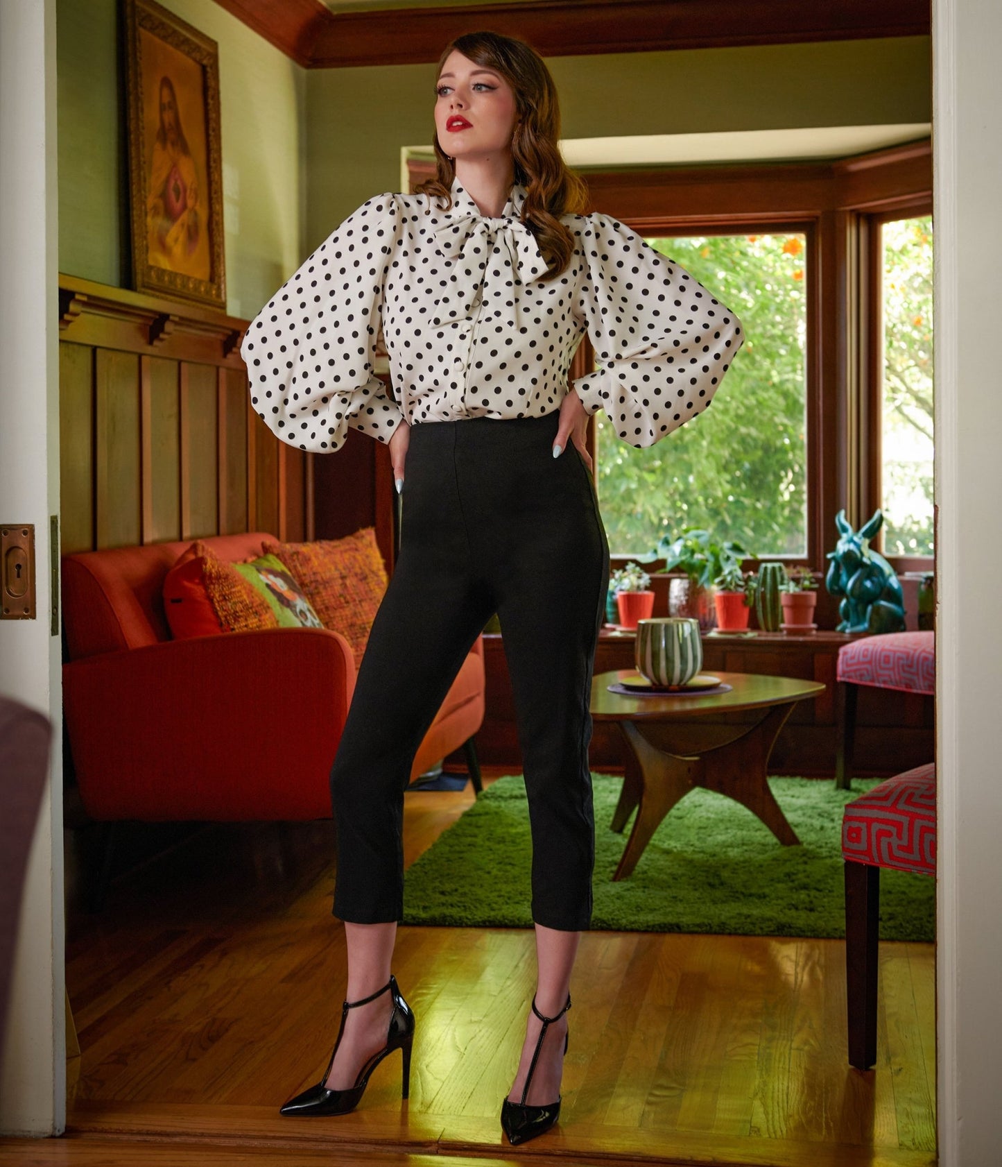 Unique Vintage 1950s Black High Waist Rachelle Capri Pants - Unique Vintage - Womens, BOTTOMS, CAPRI