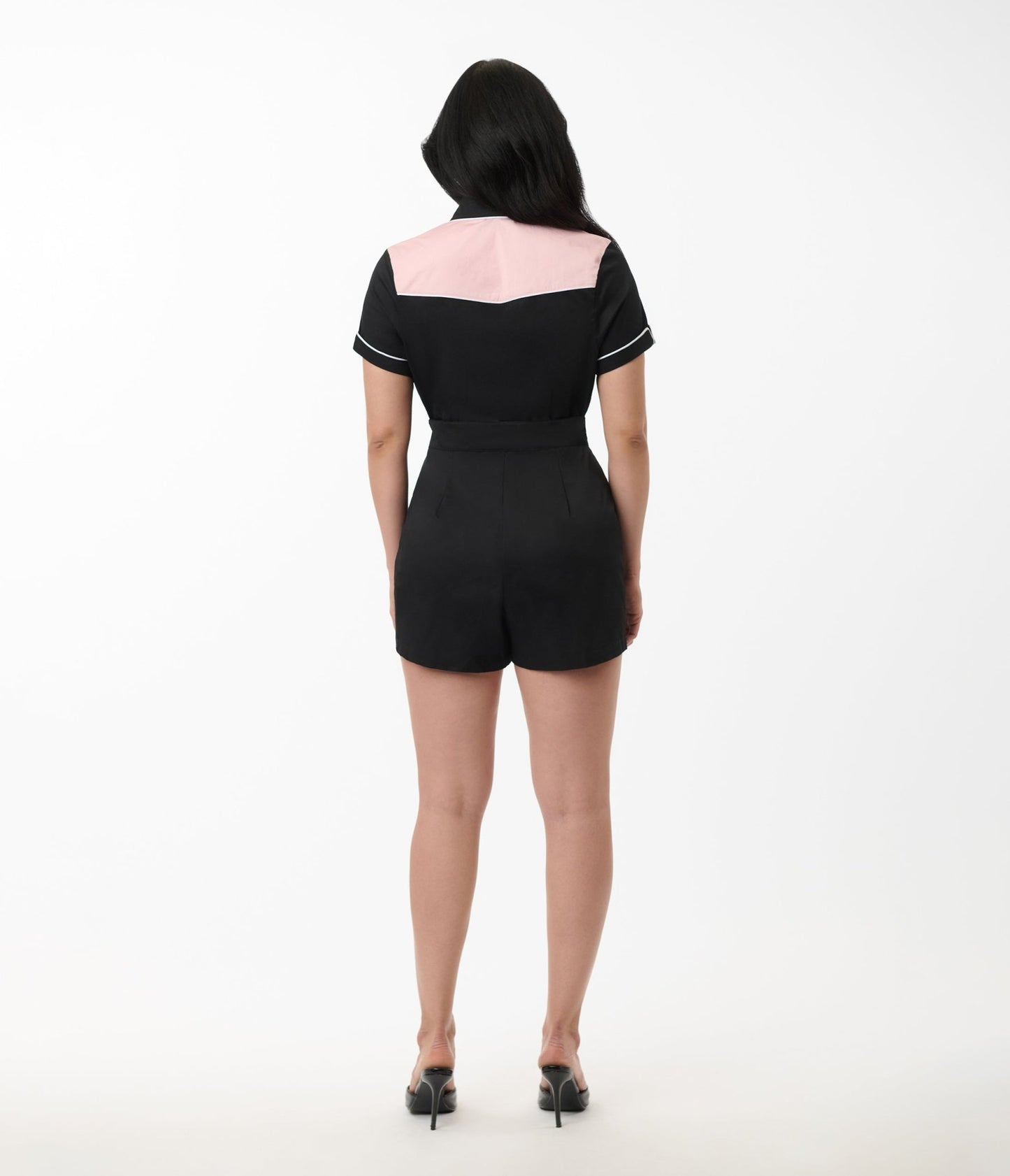 Unique Vintage 1950s Black & Pink Rodeo Ready Romper - Unique Vintage - Womens, BOTTOMS, ROMPERS AND JUMPSUITS
