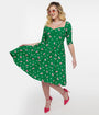 Unique Vintage 1950s Green & Butterfly Stamp Print Lamar Swing Dress